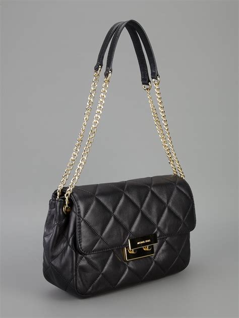 michael kors black gold chain purse|Michael Kors chain shoulder bag.